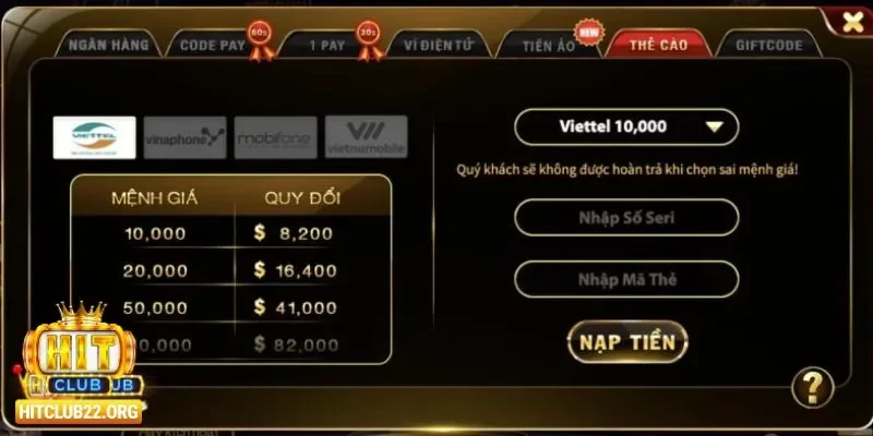 Nạp tiền Hitclub Các lợi ích khi nạp tiền Hitclub
